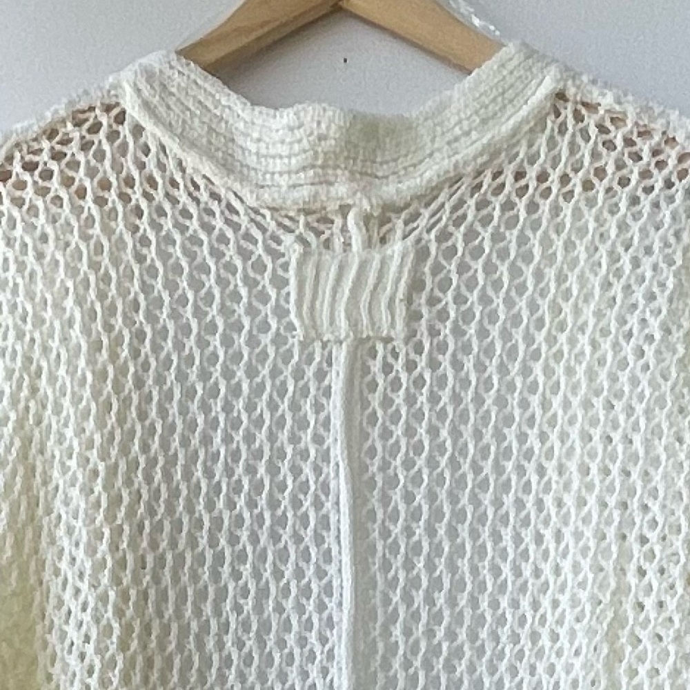 POL BOHO OPEN KNIT OFF WHITE LONG CROCHET CARDIGAN SIZE SMALL NWOT - Picture 11 of 12